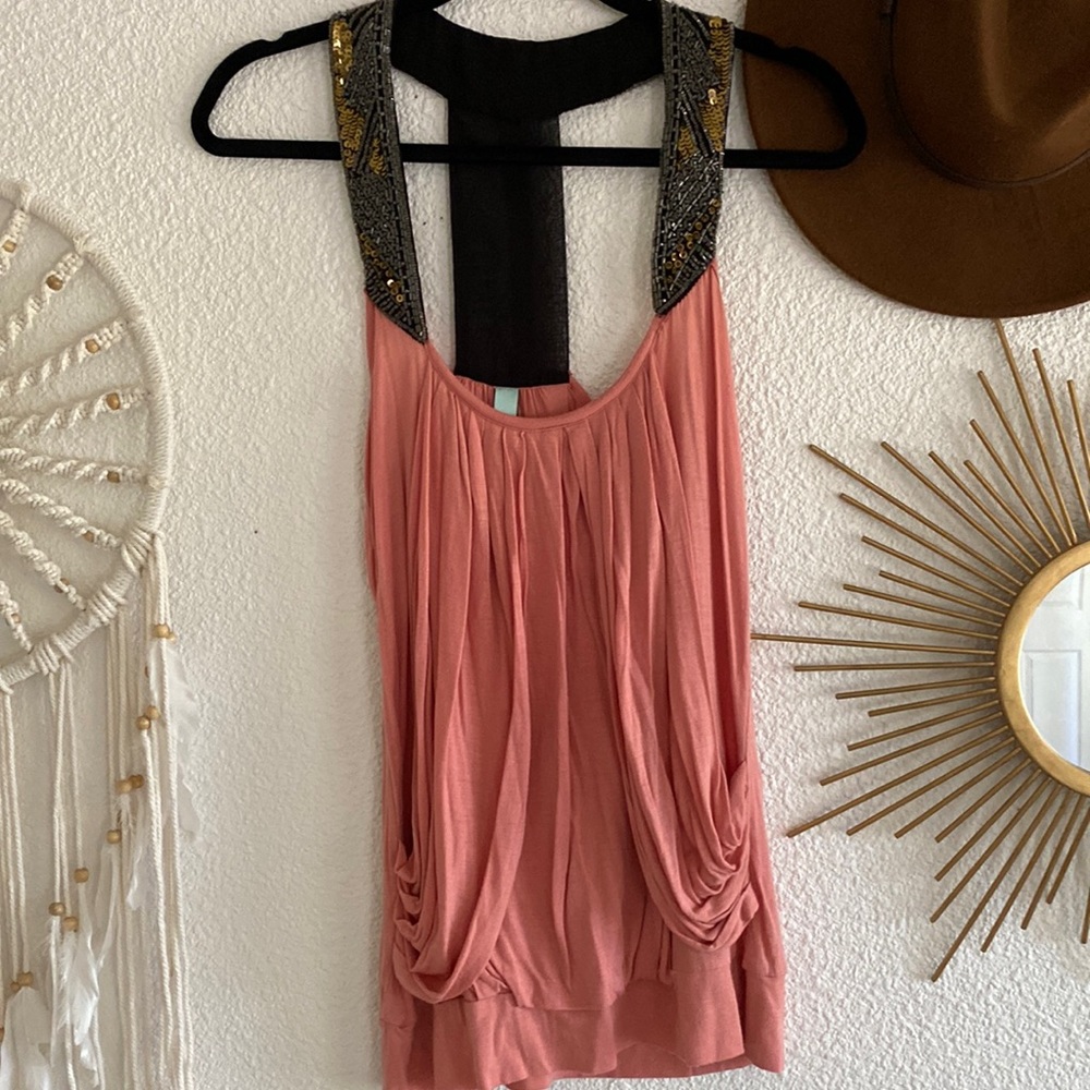 Jaloux Salmon Sequin Tank-XS